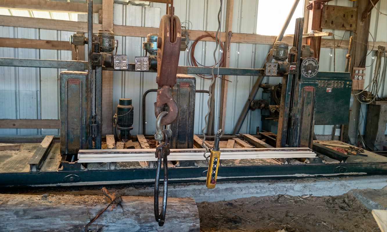 21fcf653ffe84b7518179243497b55db 100-year-old bandsaw at our traditional mill